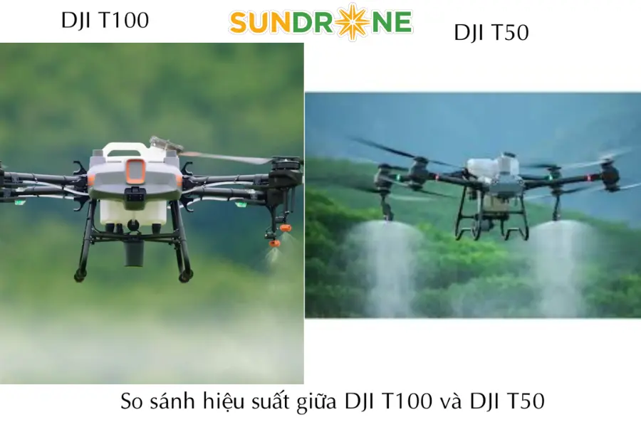 So sánh hiệu suất giữa DJI T100 và DJI T50